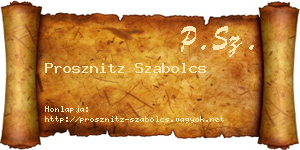 Prosznitz Szabolcs névjegykártya